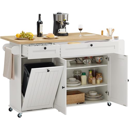Kitchen Island With Garbage Bin