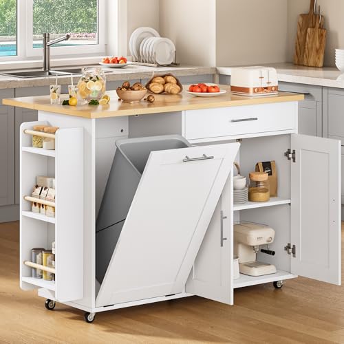 Kitchen Island With Trash Bin