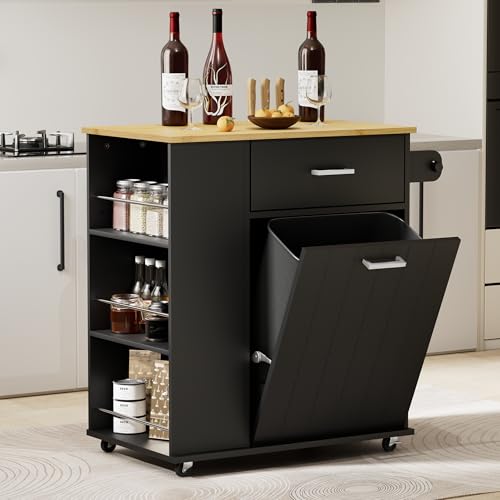 Kitchen Island With Trash Can
