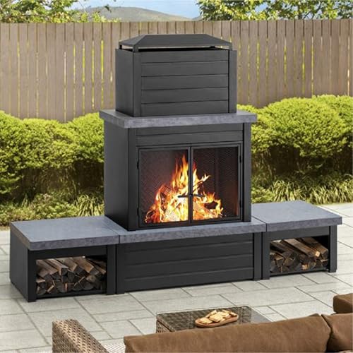 Outdoor Kitchen With Fireplace
